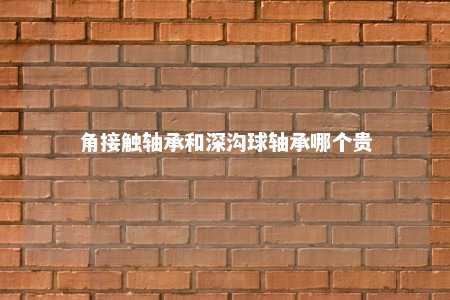 角接触轴承和深沟球轴承哪个贵 